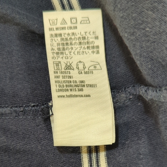 Y2K Hollister Dark Blue Striped Long Sleeve Tee Preppy School - Picture 8 of 8